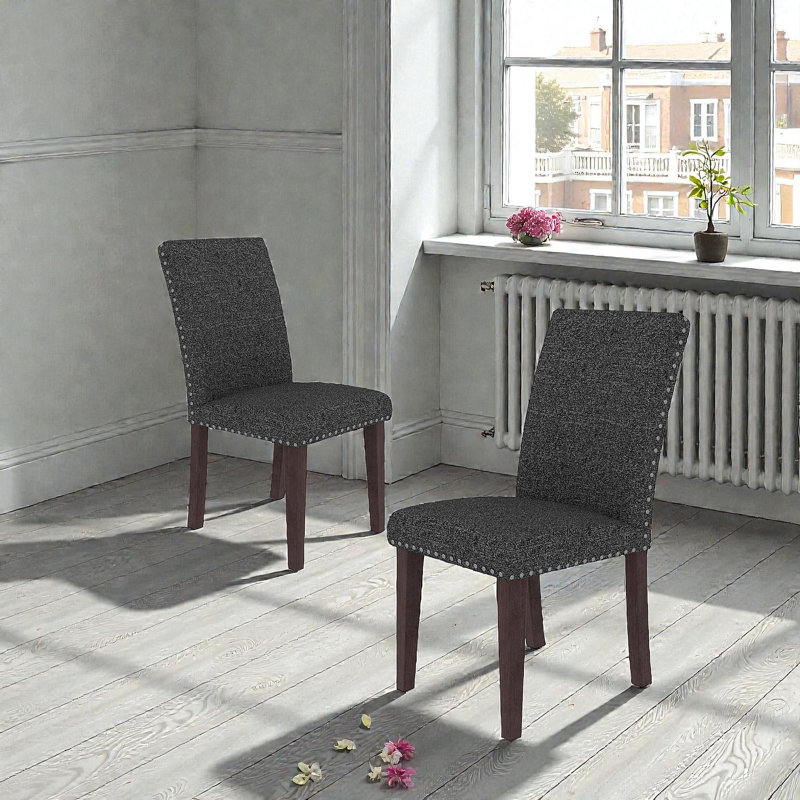 Chaise de salle à manger 25 po x 17,7 po x 37,8 po (ensemble de 2), gris et brun