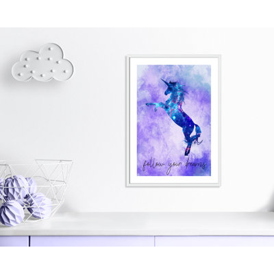 « follow your rêves licorne », art encadré