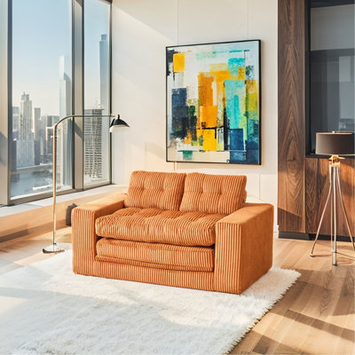 Loveseat Sofa Bed With Memory Foam & Steel Frame - No Assembly, Convertible 2-In-1 Design, Corduroy Fabric - Compact Couch For Small Spaces, Apartments, Home Office & Bedroom
