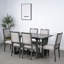Ensemble de salle à manger extensible rustique à tréteaux 7 pièces (82 pouces) avec 6 chaises rembourrées et deux rallonges amovibles de 12 po-47624382