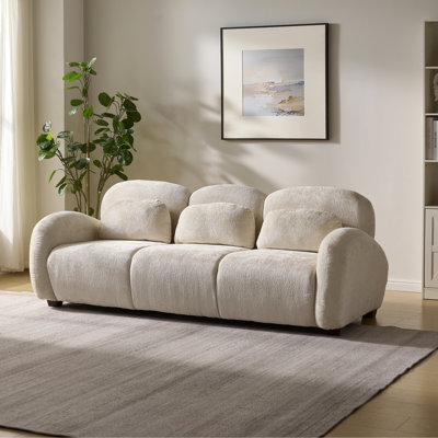 Fauteuil 3 places beige, 78 po Large, avec coussins, conception inspirée des pétales, confort ergonomique pour le bureau, la chambre à coucher, inspiré, mousse à haute résilience, conception