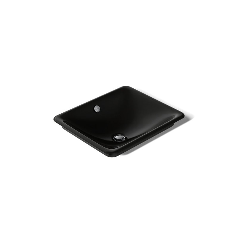 Iron Plains 6.3" Tall Metal Rectangular Bathroom Sink with Overflow, Black Black