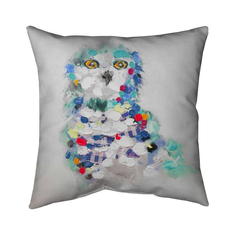 Abstract owl - 20"x20" Outdoors Throw pillow - Spun poly - Print on demand, 20"H x 20"W
