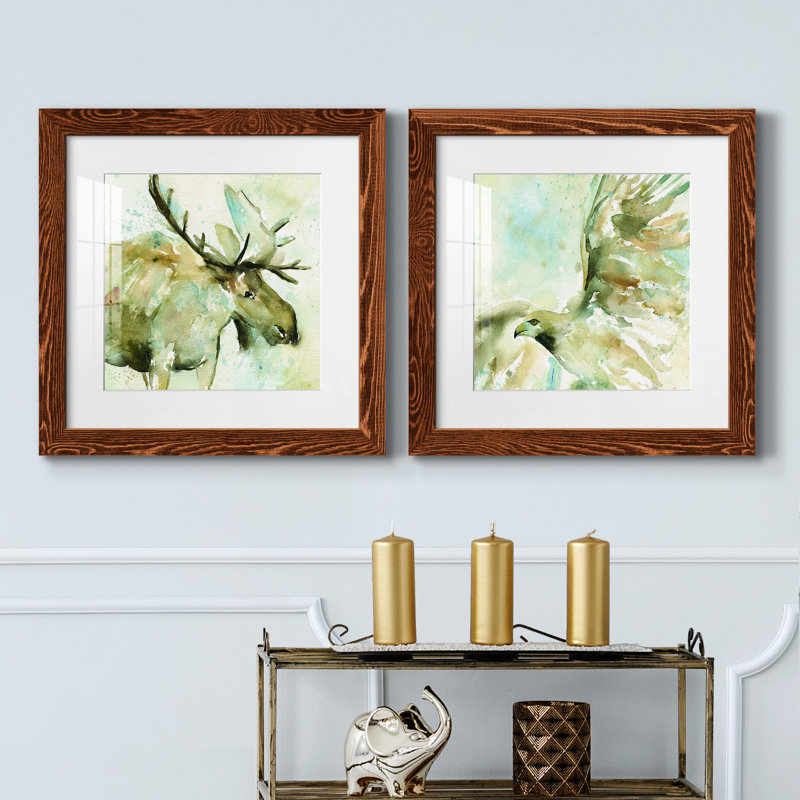 Trek Across The Prairie - ensemble de 2 peintures encadrées, Cadre en érable, H 20 po x l 40 po x P 1,5 po