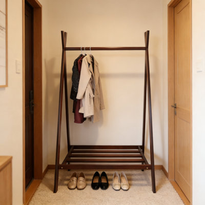 Portemanteau en bois massif avec tablette de rangement - Organisateur de vestibule rustique