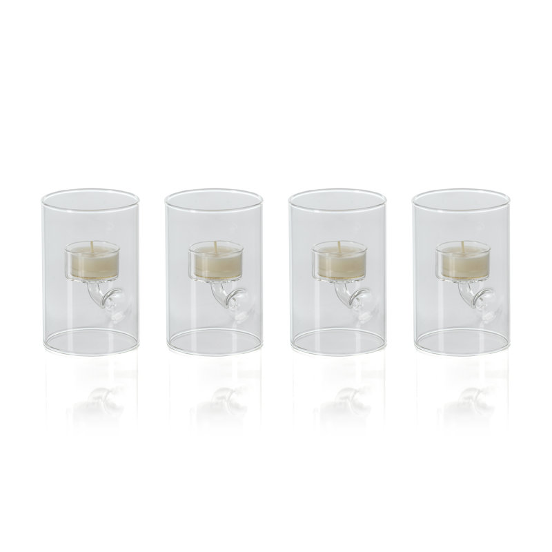Kelly Glass Tabletop Tealight Holder, 4.75" H x 3.25" W x 3.25" D