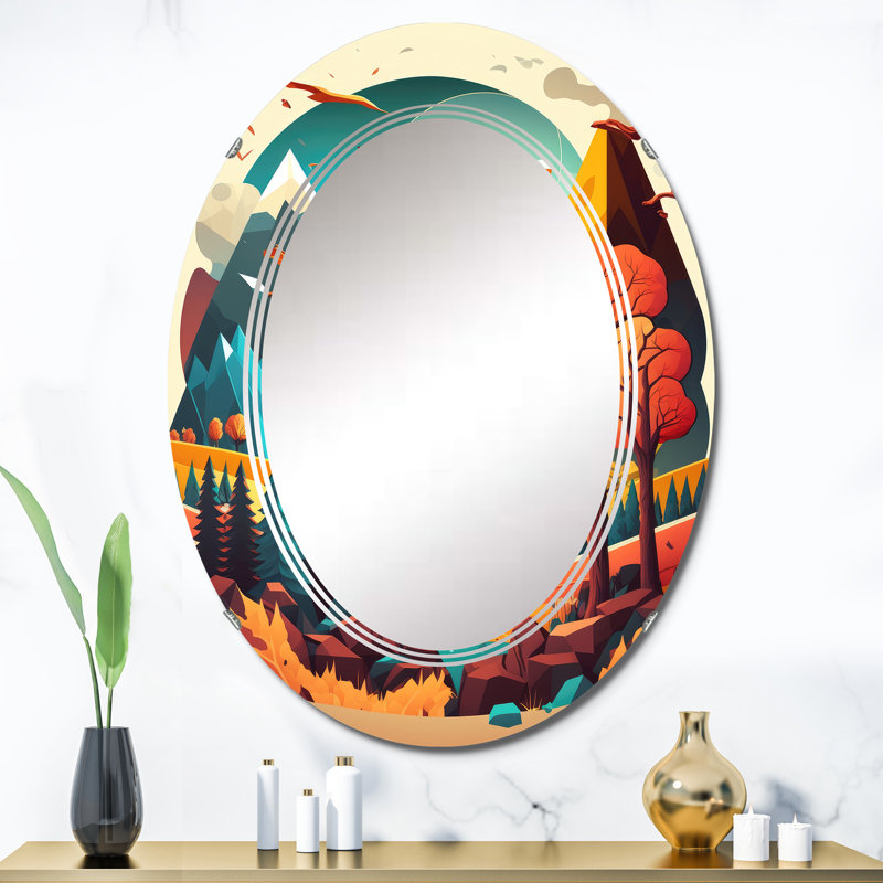 Scène d'été Phylisha dans un paysage moderne - miroir mural de plage moderne, 36 po x 24 po