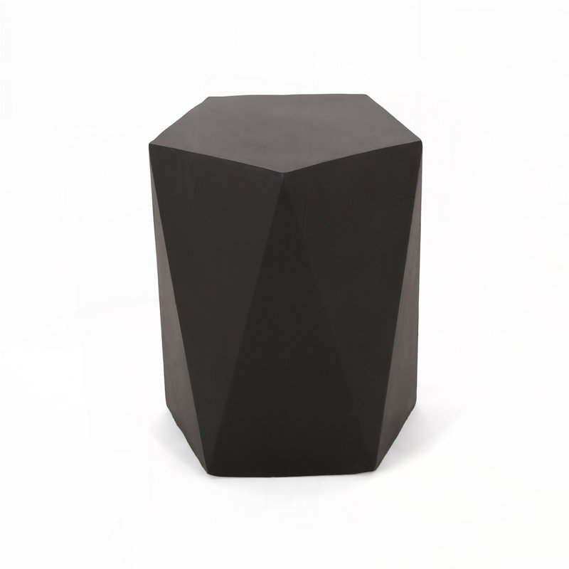 Patio Side Table With Pentagonal Top and Solid Base, Black