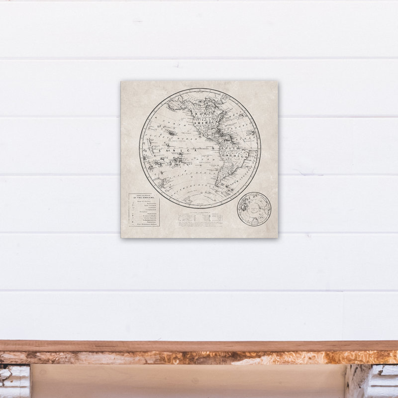 " Round World Map Distressed "