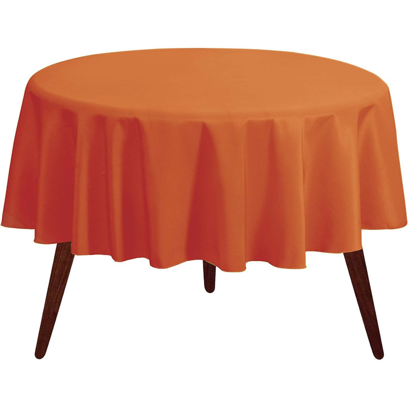 Ambee Round No Pattern Polyester Tablecloth, 70" Round, Orange
