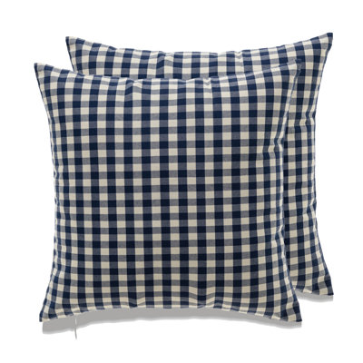 Checkered Cotton Blend Throw Pillow