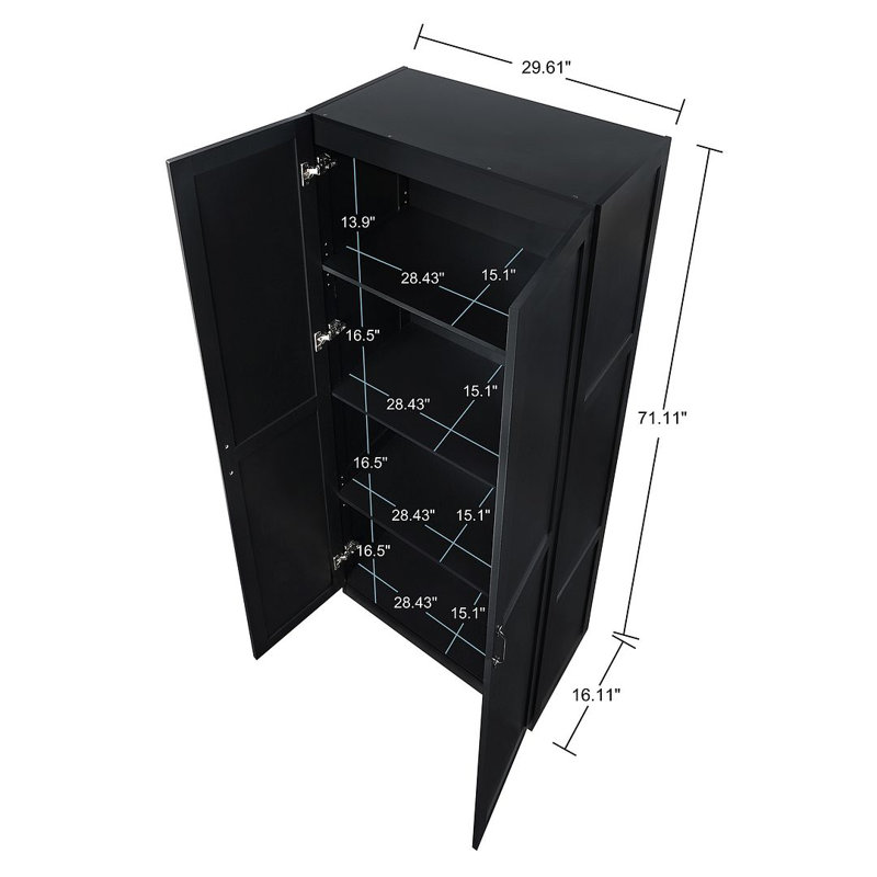 Armoire de rangement Hopkins avec 4 tablettes réglables, Noir