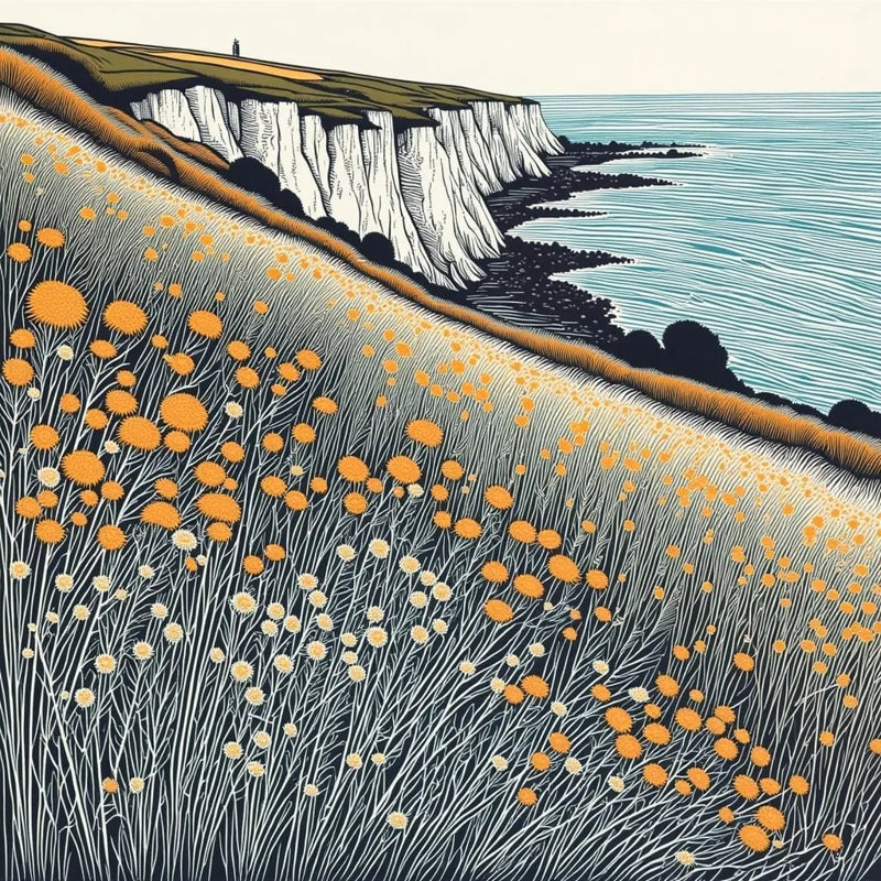 Art mural sur toile Golden Bluff - Fleurs sauvages par les côtes, H 20 po x l 20 po
