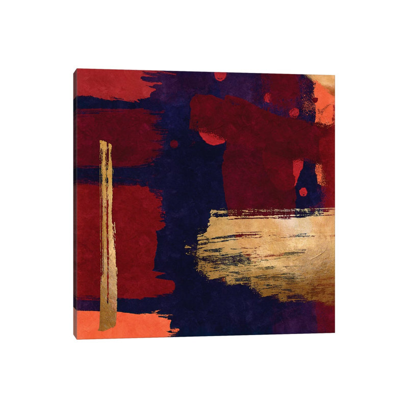 «Brush Diptych Red II» par Danilo de Alexandria - peinture sur toile tendue, H 12 po x l 12 po x P 0,75 po