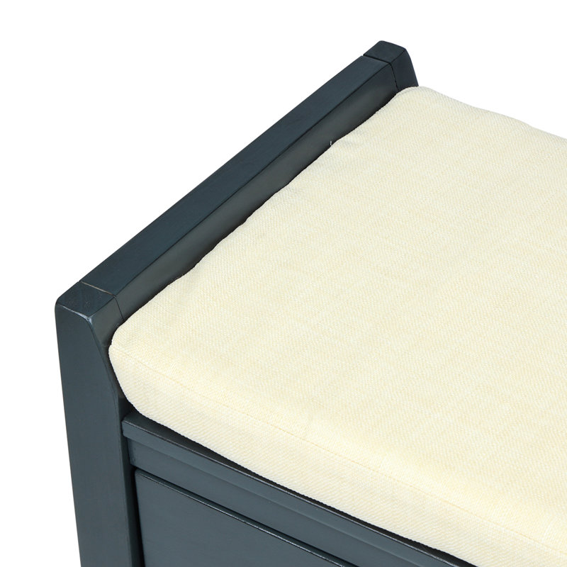 39" Wide Shoe Storage Bench With Cushion Entryway Bench Storage Bench With Drawers And Shoe Rack, Blue