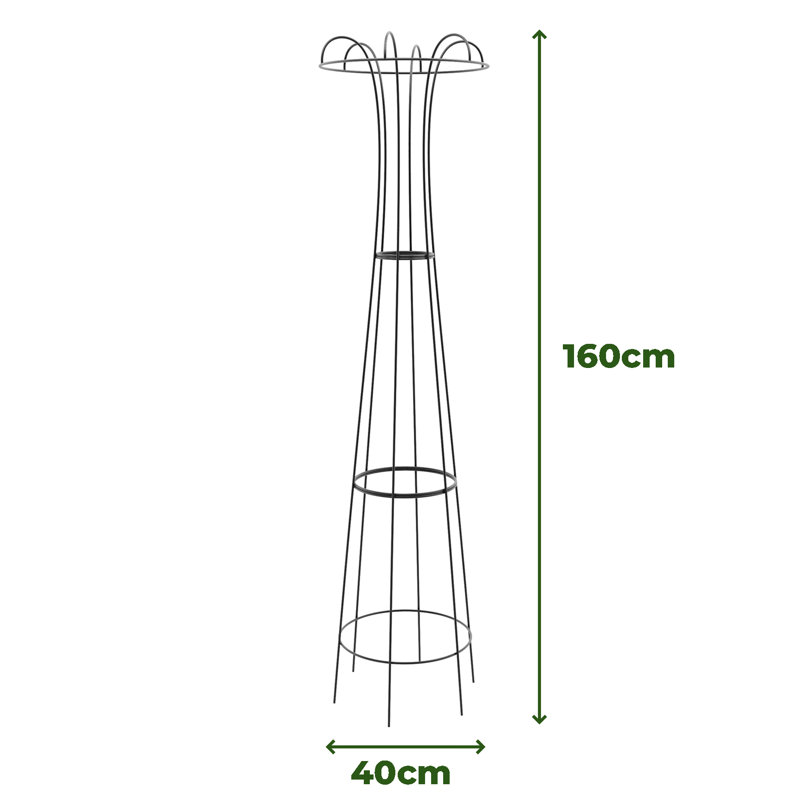 Wilmore Metal Obelisk Plant Support, Grey, 160cm H x 40cm W x 40cm D