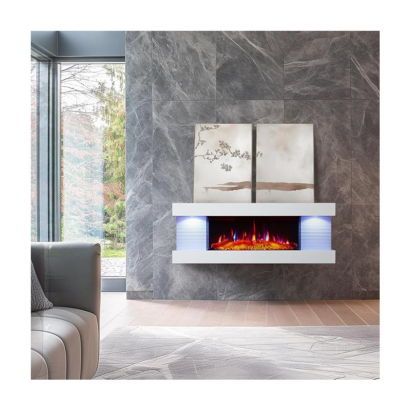 WEMBURY Stories Electric Fireplace, 41.8cm H X 112cm W X 21.6cm D