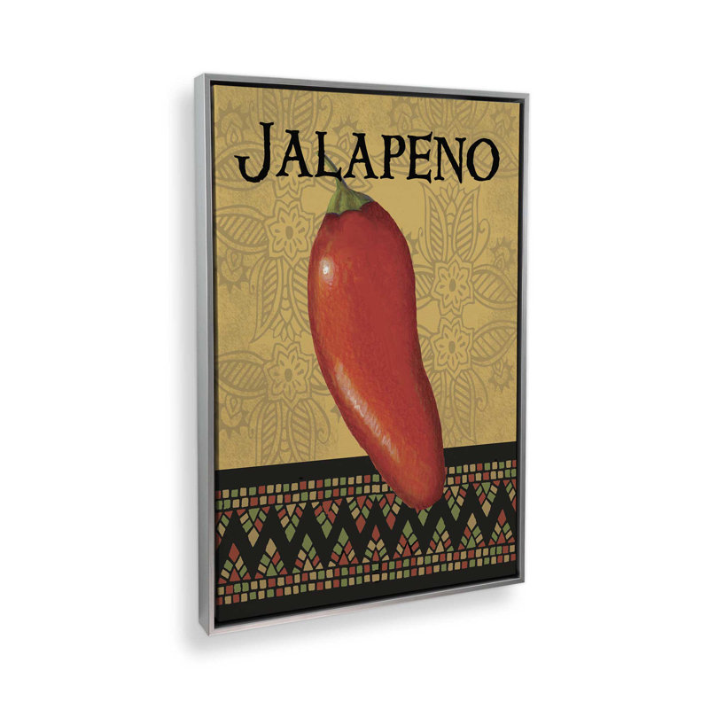 Jalapeno avec une touche de style populaire, H 12,75 po x l 8,75 po, Impression dans un cadre flottant sans passe-parto