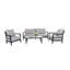 Ensemble de conversation pour l'extérieur 4 pièces avec fauteuils club modernes et table basse en pierre frittée d'inspiration marbre