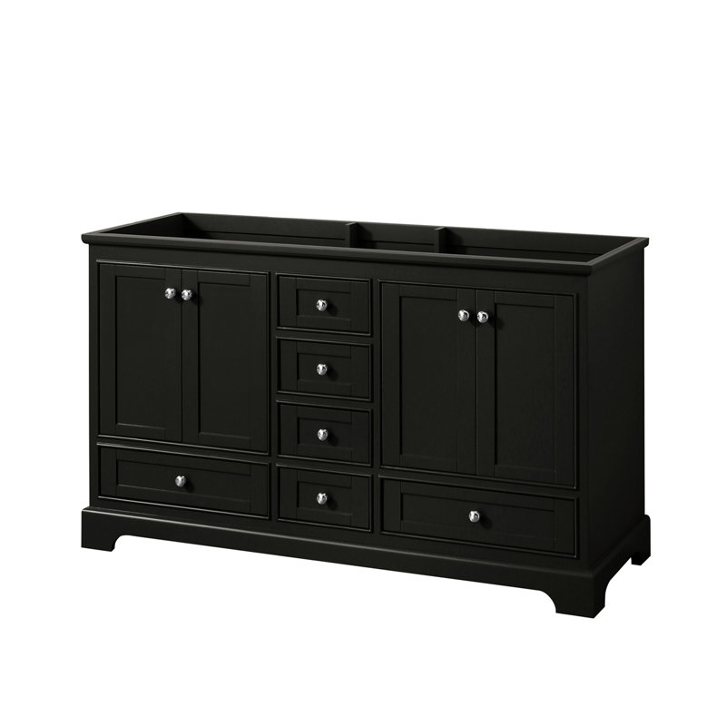 Deborah 59.25'' Double Bathroom Vanity Base Only, Dark Espresso/Polished Chrome