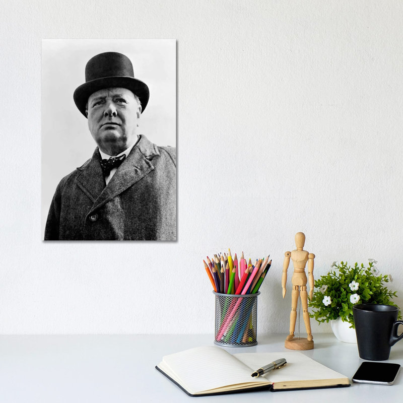 Portrait Of Sir Winston Churchill by Stocktrek Images - Wrapped Canvas Print, 20.32 cm H x 30.48 cm W