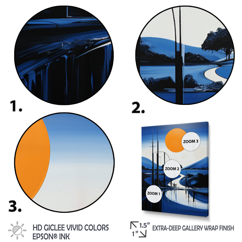 «Hindrik Blue Modern Bridge Scenery III», reproduction, H 20 po x l 12 po x P 1 po, Cadre photo noir