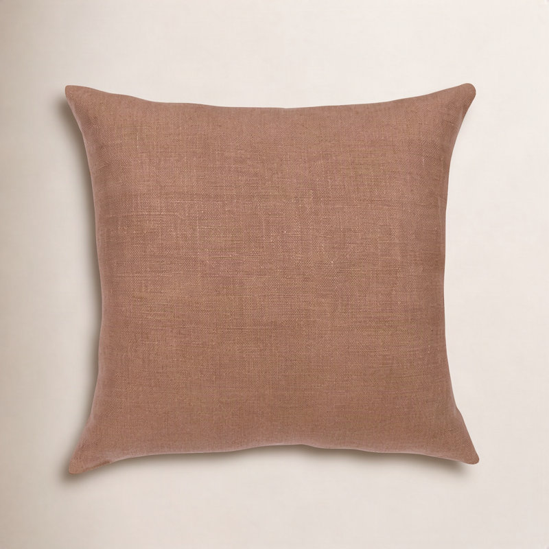 Linen Throw Square Pillow Cover, Brown, Polyester