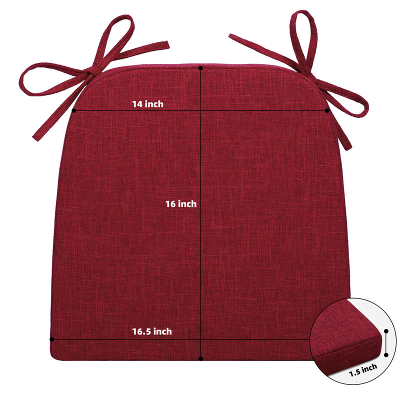 Coussin de chaise d'intérieur 1,5 po, Polyester rouge vin