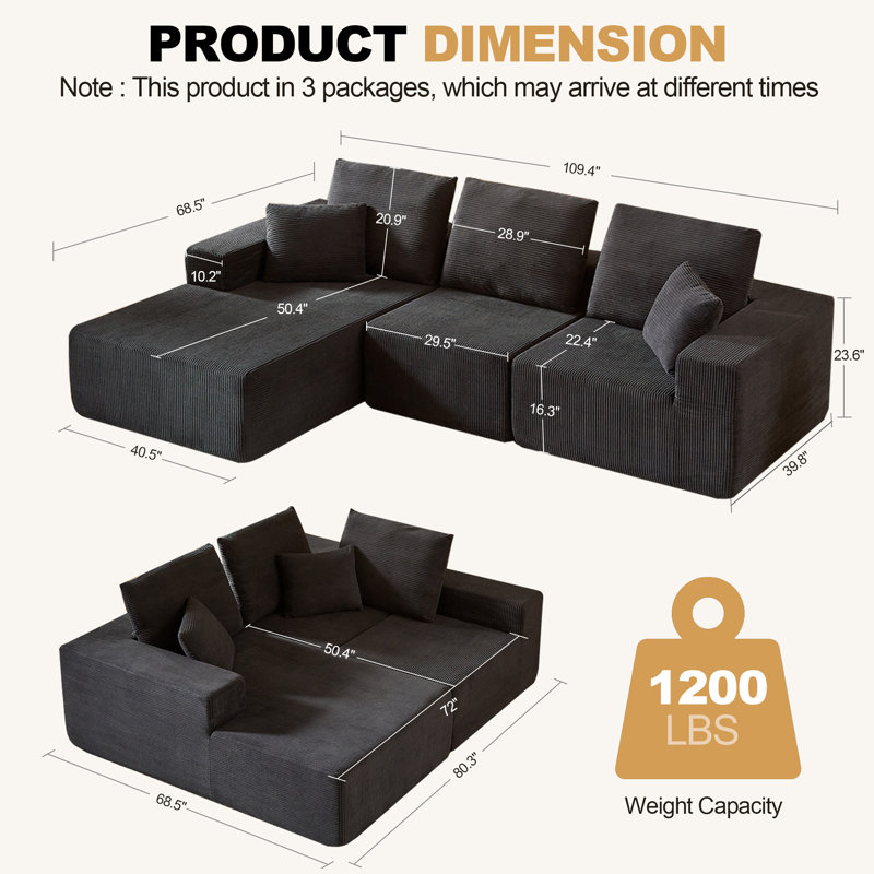 Canapé modulaire modulaire avec méridienne