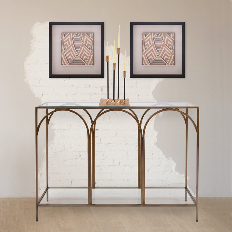 Serse 42'' Glass Top Console Table