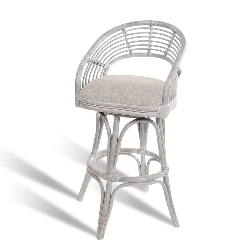 Tabouret pivotant Danetra, Brun clair / cadre gris blanc, Tabouret de bar (siège d'une hauteur de 32 po)