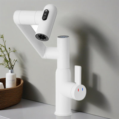  Robinet de lavabo de salle de bain avec fonction de pulvérisation et affichage de la température pour interrupteur antidérapant et rotatif à 360 °