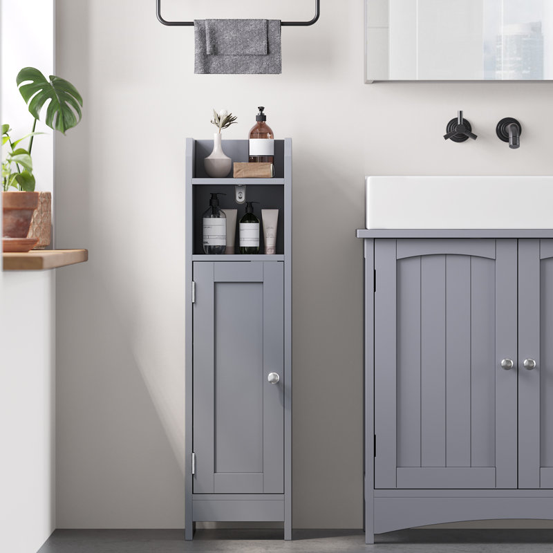 Small Bathroom Storage Corner Floor Cabinet With Door And Shelves