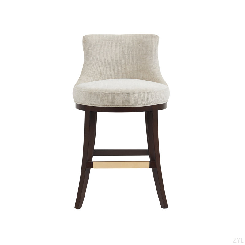 Tabouret de comptoir en chenille Evalyn, Crème, crème