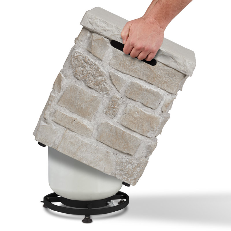 Scottsdale Stone Propane Tank Cover And Side Table In Beige By Real Flame