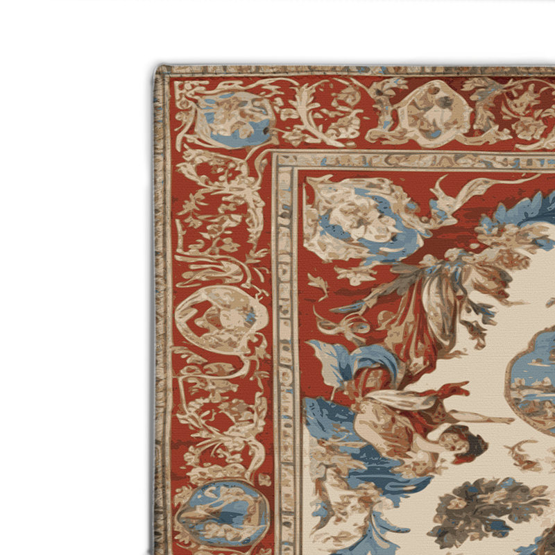Tapis d'intérieur et d'extérieur brun français, Rectangle 4pi x 6 pi