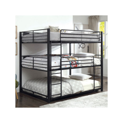 Kids Twin Over Twin Over Twin Bunk Bed
