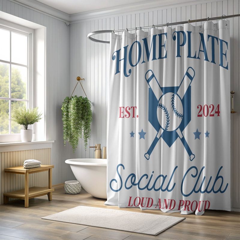 Swing for the Fences - Rideau de douche standard 1 pièce, H 74 po x l 40 po