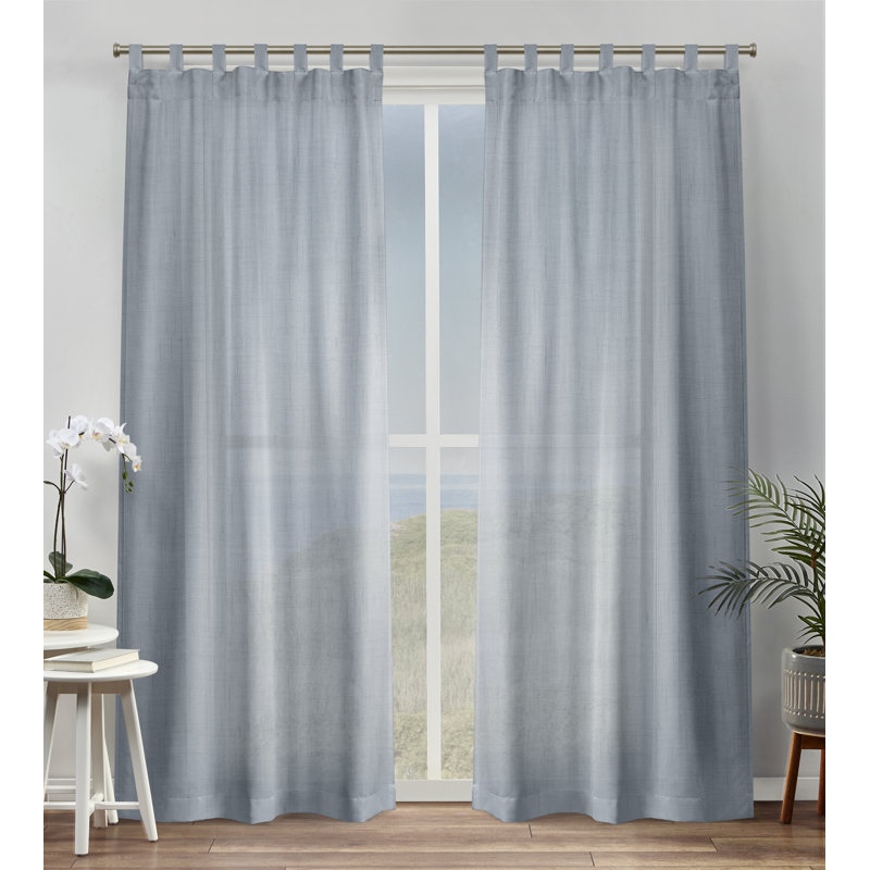 Bella Tab Top Sheer Curtain Pair, Blue, 54" x 84"