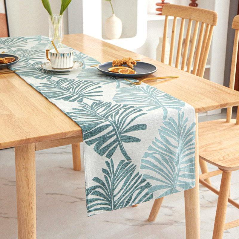 Postfield Floral Cotton Table Runner, Teal