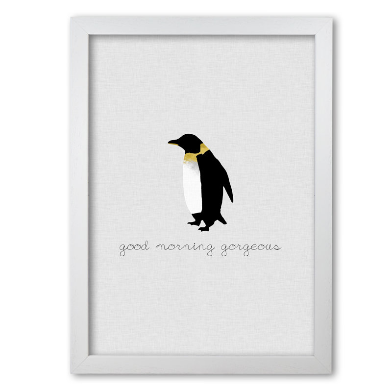 Good Morning Gorgeous Animal 1 Piece Wall Art, 85 cm H x 60 cm W x 5 cm D, White Grain Frame