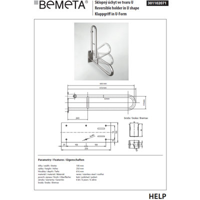 Help 600 61.6cm Grab Bar