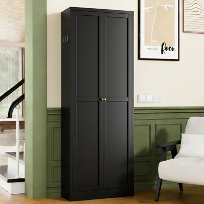 Armoire de cuisine 72 po en métal noir avec portes