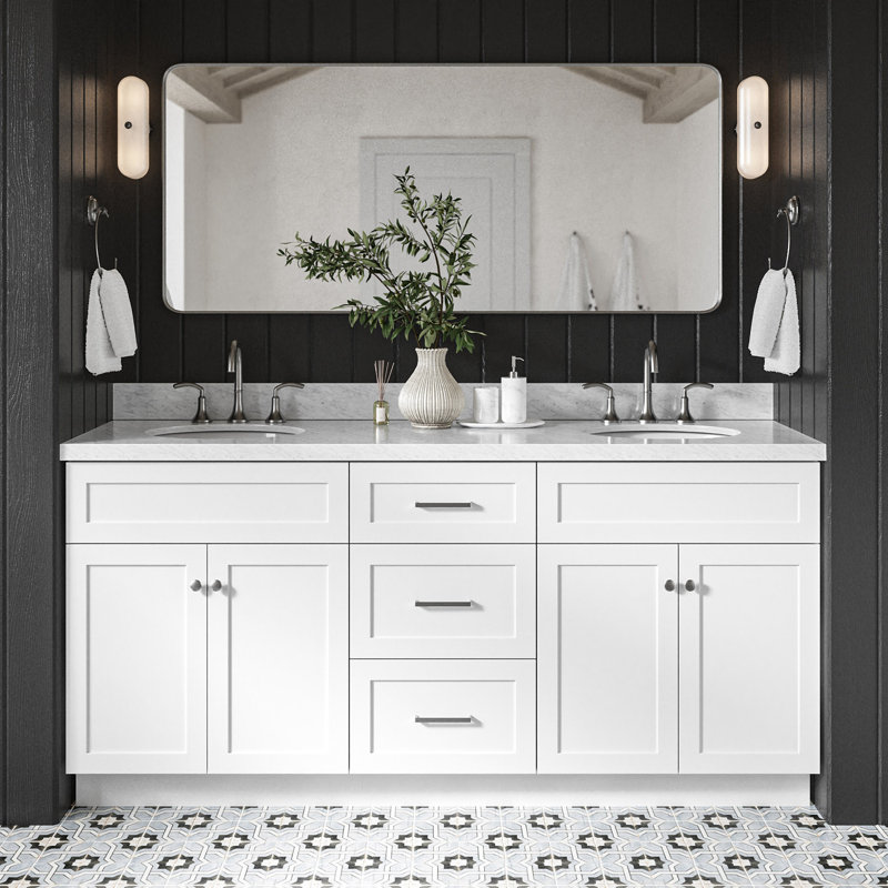 Ensemble de meuble-lavabo double 73 po Abell, Blanc