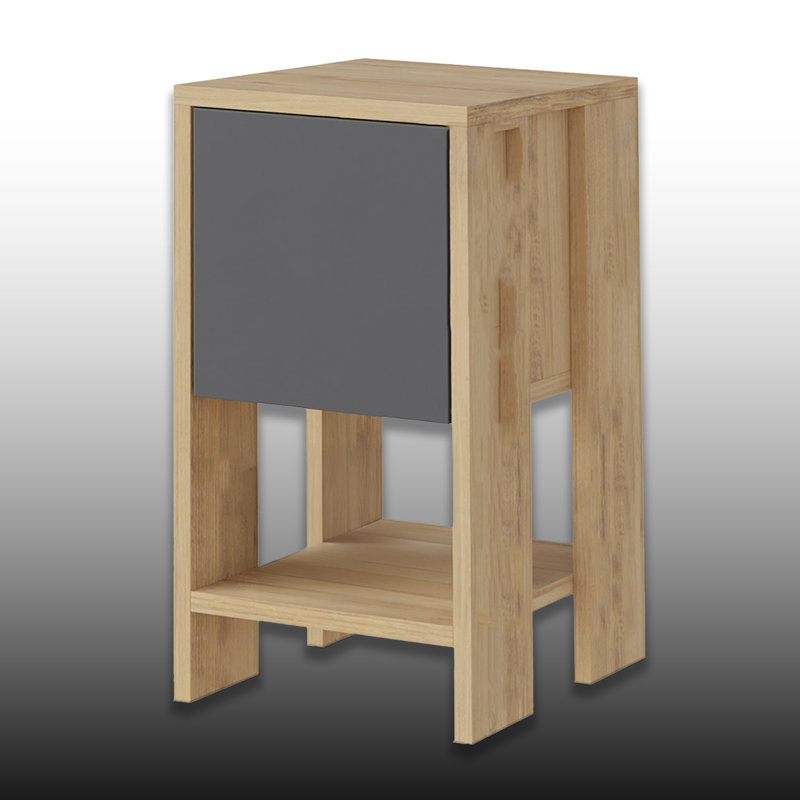 Table de chevet avec 1 armoire, Chêne / anthracite