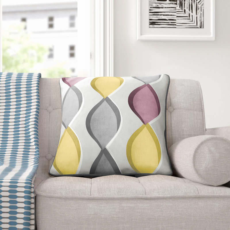 Geometric Square Cushion, Grey, Polyester/Polyfill