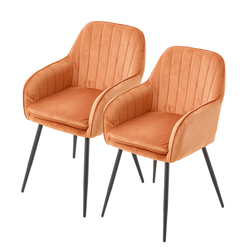 43.5cm H Velvet Upholstered Upholstered Back Armchair, Orange