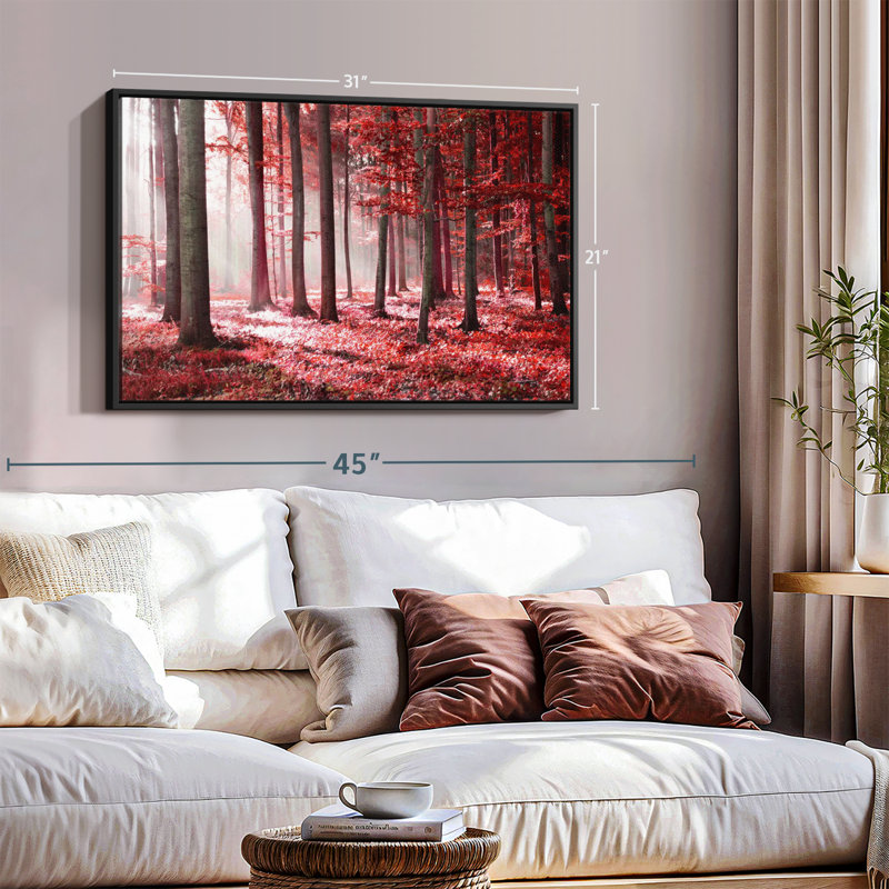 Nature «Red Forest Sunlight Canvas Print», H 21 po x l 31 po