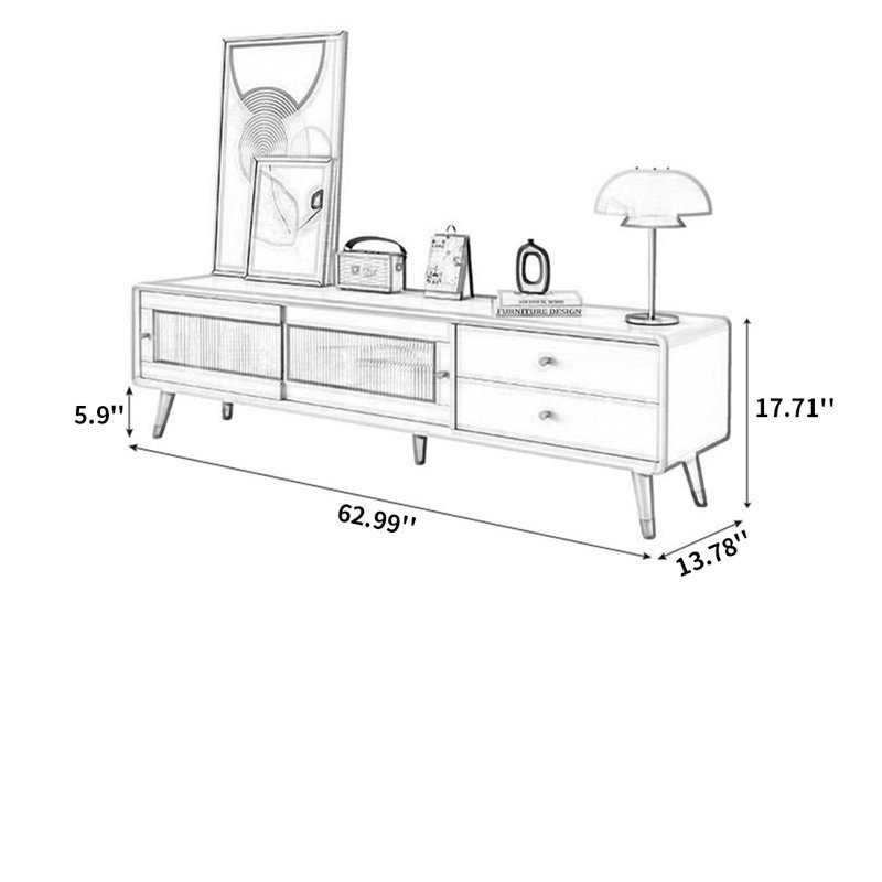 Meuble télé Nordic Style, 62.99", Crème, crème