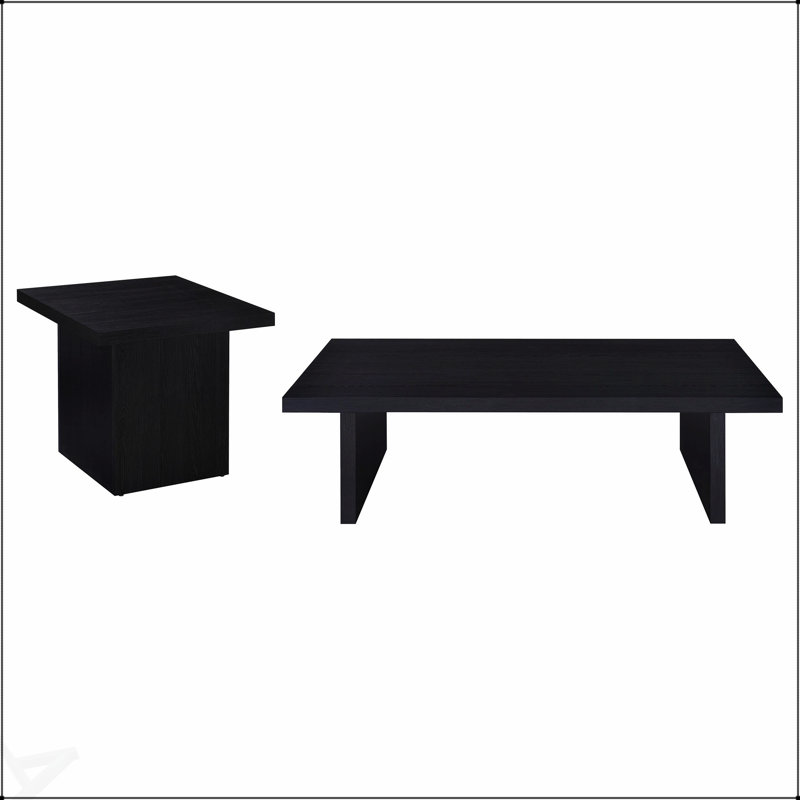 Ensemble de 2 tables basses et tables de bout Caroline Black, durables et élégantes pour les espaces de vie modernes